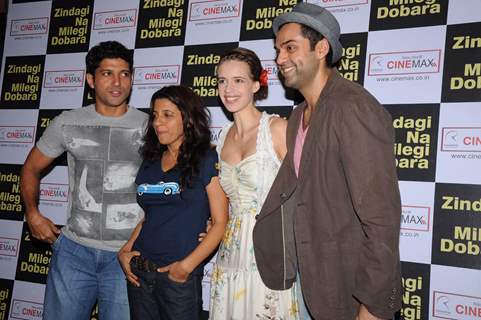 Farhan, Zoya Akhtar, Abhay Deol & Kalki Koechlin promote ZNMD at Cinemax, Mumbai