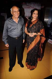 Yash Chopra and Tanvi Azmi at the premiere of Buggle Gum at Cinemax