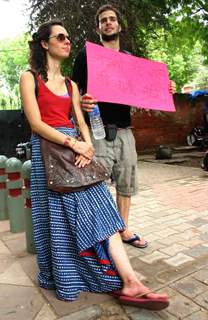 The Slutwalk Delhi 2011, at Janter Manter in New Delhi on Sunday. .