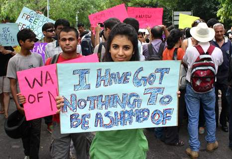 The Slutwalk Delhi 2011, at Janter Manter in New Delhi on Sunday. .