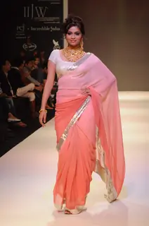 Models walk on the ramp for Manubhai Gems at IIJW 2011 show day 3. .