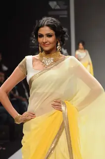 Models walk on the ramp for Manubhai Gems at IIJW 2011 show day 3. .