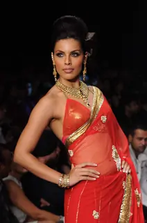 Models walk on the ramp for Dwarkadas Chandumal Diamonds at IIJW 2011 show day 3. .