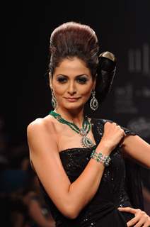 Models walk on the ramp for Dwarkadas Chandumal Diamonds at IIJW 2011 show day 3. .