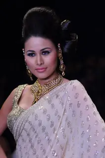 Models walk on the ramp for Dwarkadas Chandumal Diamonds at IIJW 2011 show day 3. .