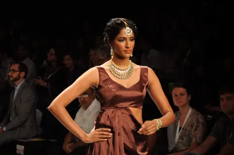 Models walk on the ramp for Dipti Amisha at IIJW 2011 show day 3. .