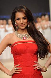 Malaika Arora Khan walks the ramp for Birdhichand Ghanshyamdas at IIJW 2011 Day 4. .