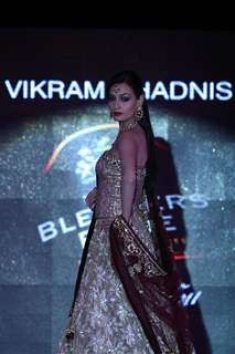 Dia Mirza walks the ramp for designer Vikram Phadnis at the Blenders Pride Fashion Tour 2011 finale