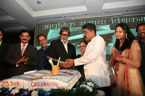 Megastar Amitabh Bachchan unveils Nitin Desai's book at his 25th year celebrations at JW Marriott in Mumbai