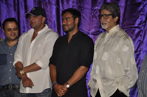 Ajay Devgan, Sanjay Dutt and Amitabh Bachchan unveiled Rascals first look at PVR, Juhu.  .