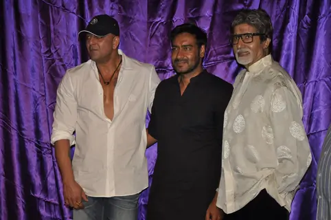 Ajay Devgan, Sanjay Dutt and Amitabh Bachchan unveiled Rascals first look at PVR, Juhu.  .