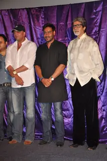 Ajay Devgan, Sanjay Dutt and Amitabh Bachchan unveiled Rascals first look at PVR, Juhu.  .