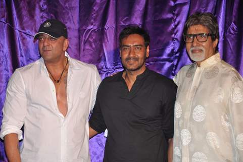Ajay Devgan, Sanjay Dutt and Amitabh Bachchan unveiled Rascals first look at PVR, Juhu.  .