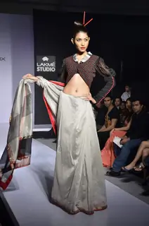 Model display the designers Shraddha and Mayank's collection during the first day of Lakme fashion week winter/festive 2011, in Mumbai. .