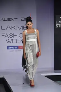 Model display the designers Shraddha and Mayank's collection during the first day of Lakme fashion week winter/festive 2011, in Mumbai. .