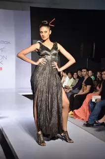 Model display the designers Shraddha and Mayank's collection during the first day of Lakme fashion week winter/festive 2011, in Mumbai. .
