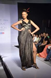 Model display the designers Shraddha and Mayank's collection during the first day of Lakme fashion week winter/festive 2011, in Mumbai. .