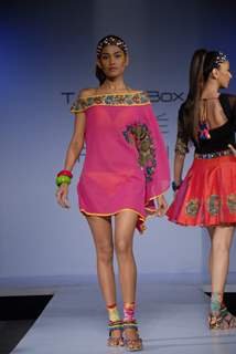 Model display the designer Nishka's collection during the first day of Lakme fashion week winter/festive 2011, in Mumbai. .