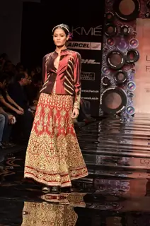Model display the designer JJ Valaya's collection during the first day of Lakme fashion week winter/festive 2011, in Mumbai. .
