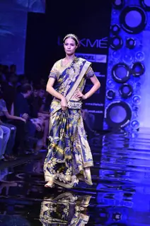 Model display the designer JJ Valaya's collection during the first day of Lakme fashion week winter/festive 2011, in Mumbai. .