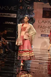 Model display the designer JJ Valaya's collection during the first day of Lakme fashion week winter/festive 2011, in Mumbai. .