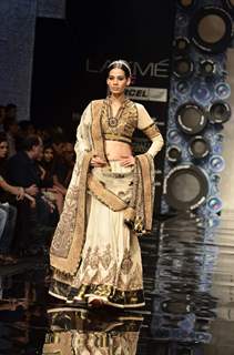 Model display the designer JJ Valaya's collection during the first day of Lakme fashion week winter/festive 2011, in Mumbai. .