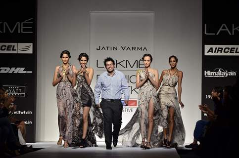 Models display the designer Jatin Varma's collection during the first day of Lakme fashion week winter/festive 2011, in Mumbai. .