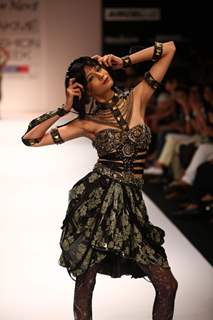 Model display the designer Gen Next show collection during the first day of Lakme fashion week winter/festive 2011, in Mumbai
