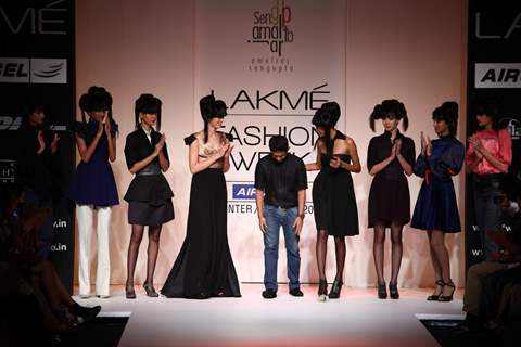 Model walk on the ramp for designer Amalraj Sengupta and Sanjay Hingu at Lakme Fashion Week 2011 Day 2, in Mumbai