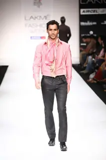 Model walk on the ramp for designer Amalraj Sengupta and Sanjay Hingu at Lakme Fashion Week 2011 Day 2, in Mumbai