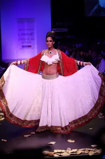 Model walk on the ramp for designer Anita Dongre show at Lakme Fashion Week 2011 Day 2, in Mumbai