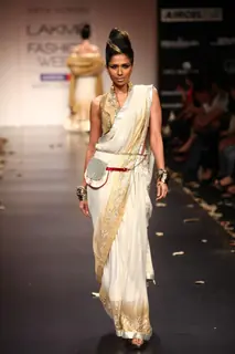 Model walk on the ramp for designer Anita Dongre show at Lakme Fashion Week 2011 Day 2, in Mumbai