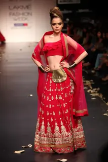 Model walk on the ramp for designer Anita Dongre show at Lakme Fashion Week 2011 Day 2, in Mumbai