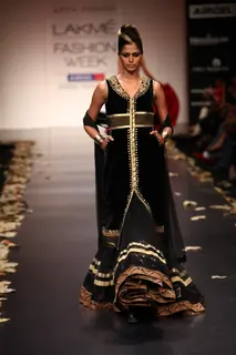 Model walk on the ramp for designer Anita Dongre show at Lakme Fashion Week 2011 Day 2, in Mumbai