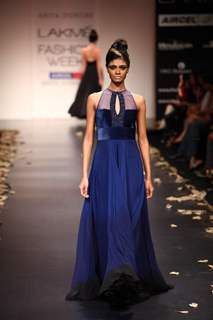 Model walk on the ramp for designer Anita Dongre show at Lakme Fashion Week 2011 Day 2, in Mumbai