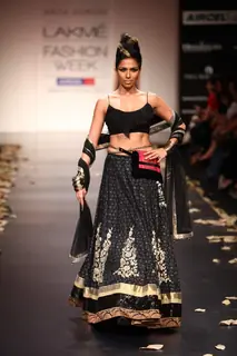Model walk on the ramp for designer Anita Dongre show at Lakme Fashion Week 2011 Day 2, in Mumbai
