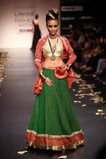 Model walk on the ramp for designer Anita Dongre show at Lakme Fashion Week 2011 Day 2, in Mumbai
