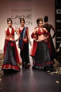 Model walk on the ramp for designer Anita Dongre show at Lakme Fashion Week 2011 Day 2, in Mumbai