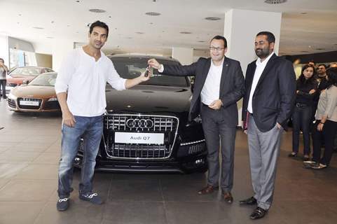 John Abraham gets his new Audi Q7 at Audi west, Mumbai. .