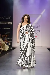 Shefali Shah walk the ramp for Debarun show at Lakme Fashion Week Day 3 in Mumbai. .