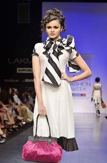 Model walk the ramp for Debarun show at Lakme Fashion Week Day 3 in Mumbai. .