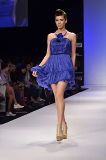 Model display creations by designer Drashta during Lakme Fashion Week Day 4 in Mumbai. .