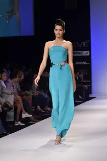 Model display creations by designer Drashta during Lakme Fashion Week Day 4 in Mumbai. .
