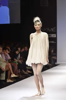 Model displays designer Rehane's creation during the Lakme Fashion Week Day 4 in Mumbai. .