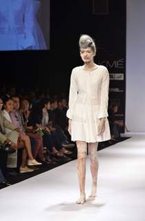 Model displays designer Rehane's creation during the Lakme Fashion Week Day 4 in Mumbai. .