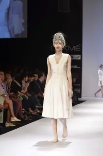 Model displays designer Rehane's creation during the Lakme Fashion Week Day 4 in Mumbai. .