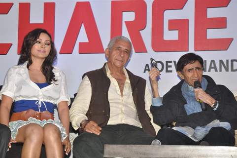 Dev Anand, Devshri and Naseeruddin at Press conference and unveiling the promo of movie Chargesheet