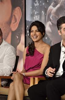 Karan Johar with Priyanka Chopra at Agneepath Trailer Launch Event. .