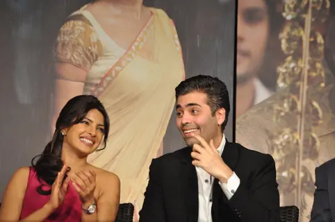 Karan Johar with Priyanka Chopra at 'Agneepath' trailer launch event at JW.Mariott