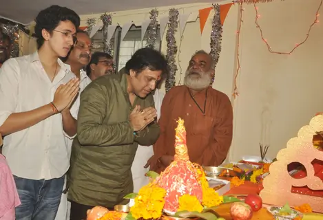 Govinda paying devote to Lord Ganesha during the occasion of Ganesh Chaturthi at their home